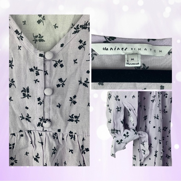 MEDIUM The Nines by HATCH Tie 3/4 Sleeve Crepe Maternity Blouse Women's Lavender - Picture 2 of 3